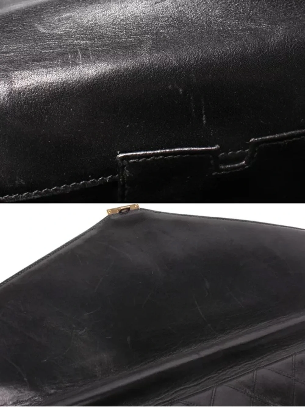 Authentic CHANEL black leather wild stitch vintage unisex briefcase laptop bag
